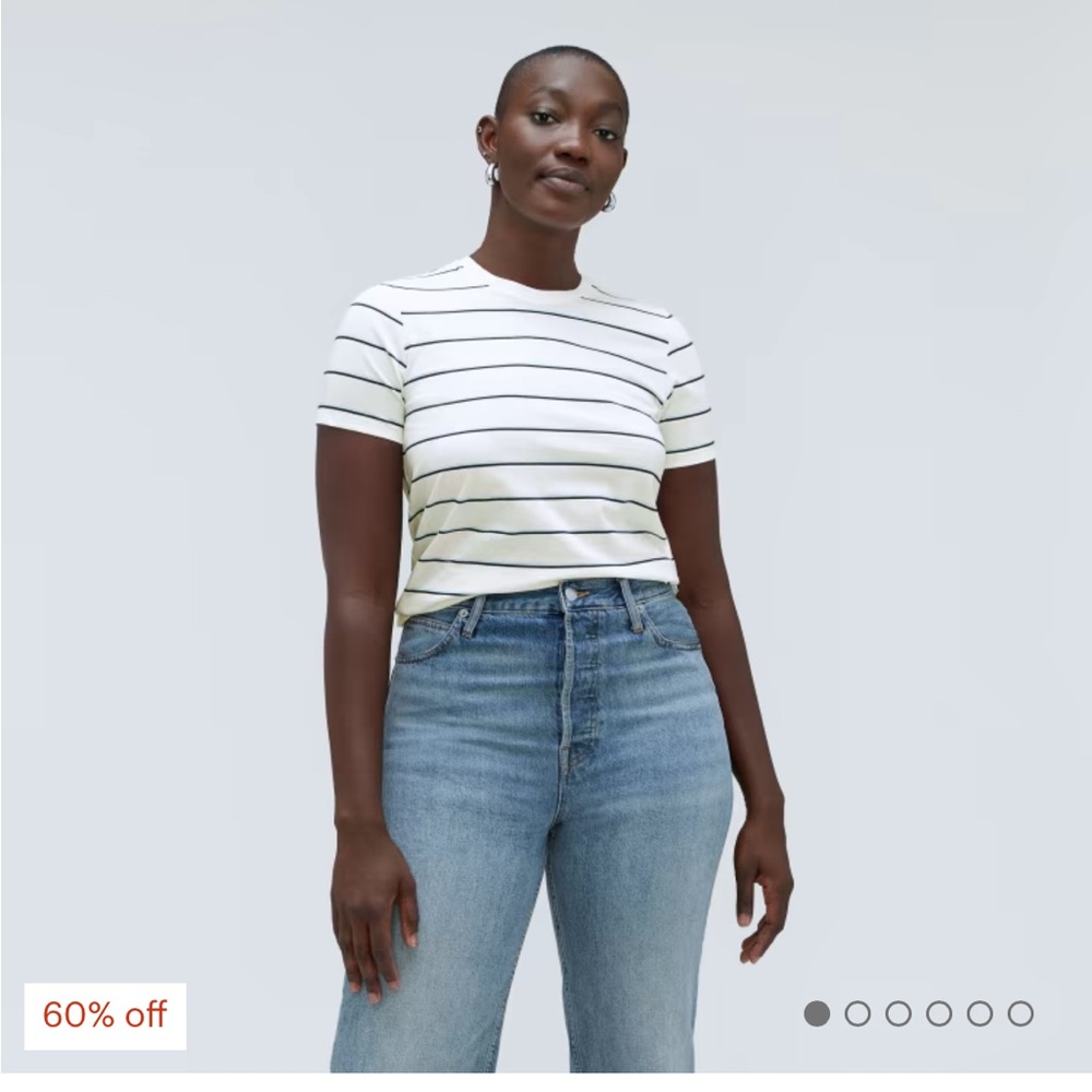 Everlane The Organic Cotton Crew Tee in Navy/White